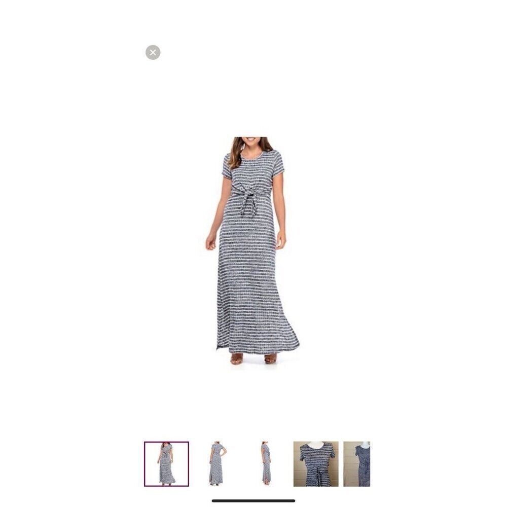 KAARI Blue Maxi Long Striped Dress Comfy Size S Revolve Knit Nautical stretch - Picture 8 of 9